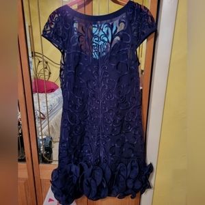 Jessica Simpson floral lace overlay ruffle hem sheath dress size 10